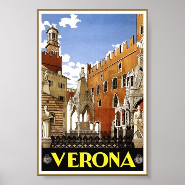 Vintage Verona Italy Art Travel Classic Poster (Front)