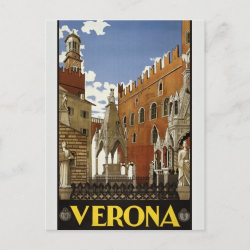 Vintage Verona Travel Advertisement Europe Tourism Postcard