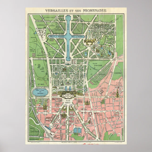 Vintage Versailles Map Travel Poster | Zazzle