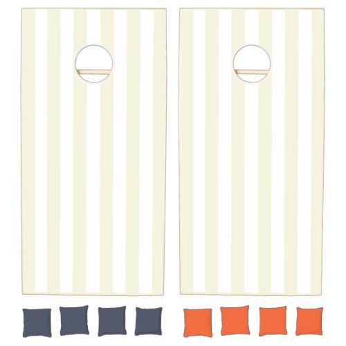 Vintage Vertical Beige And White Stripes Striped Cornhole Set