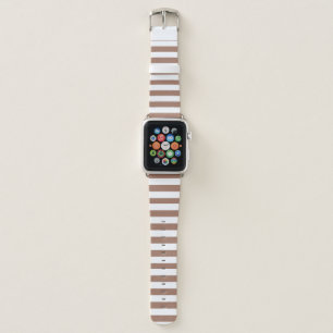 Vintage Vertical Stripes Mocha Mousse White Apple Watch Band