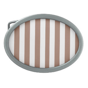 Vintage Vertical Stripes Mocha Mousse White Belt Buckle