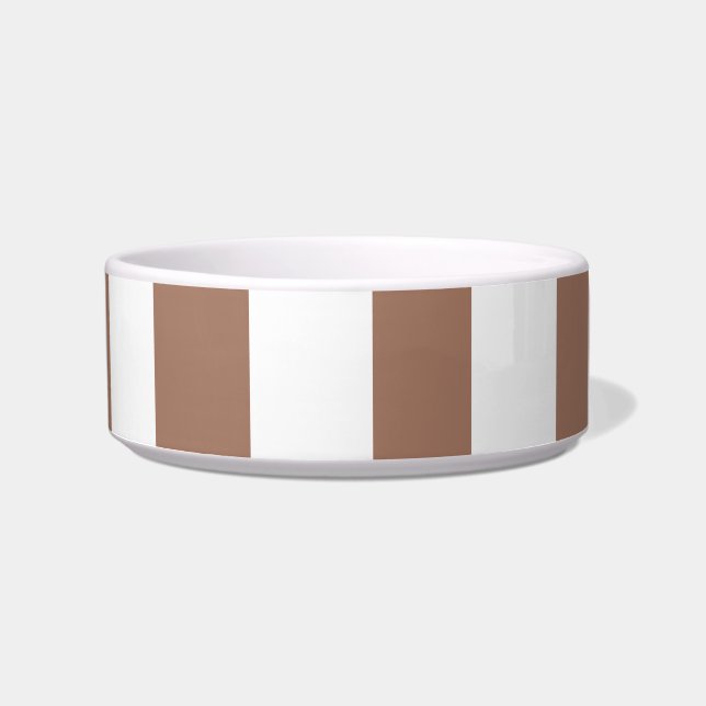 Vintage Vertical Stripes Mocha Mousse White Bowl (Front)