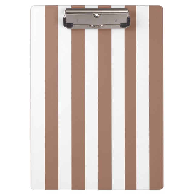 Vintage Vertical Stripes Mocha Mousse White Clipboard (Front)