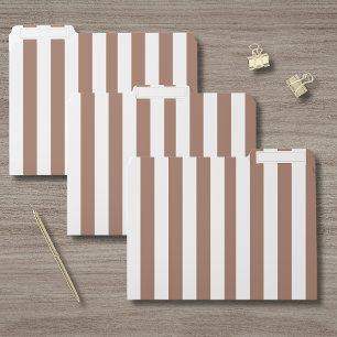 Vintage Vertical Stripes Mocha Mousse White File Folder