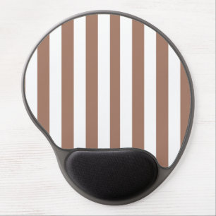 Vintage Vertical Stripes Mocha Mousse White Gel Mouse Pad