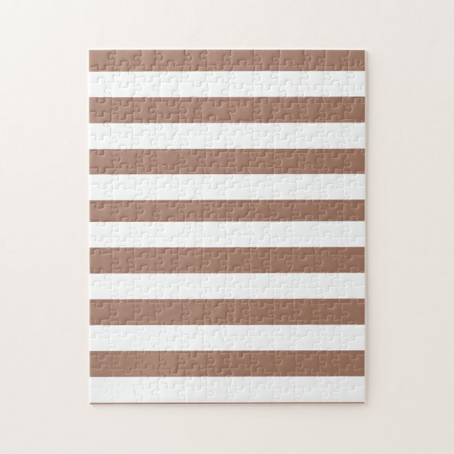 Vintage Vertical Stripes Mocha Mousse White Jigsaw Puzzle (Vertical)