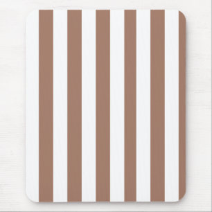 Vintage Vertical Stripes Mocha Mousse White Mouse Pad