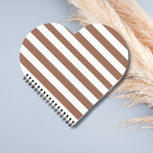 Vintage Vertical Stripes Mocha Mousse White Notebook