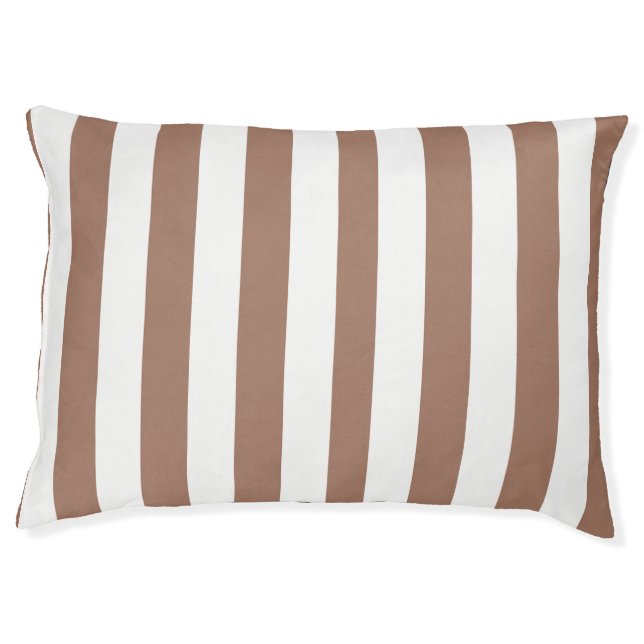Vintage Vertical Stripes Mocha Mousse White Pet Bed (Front)