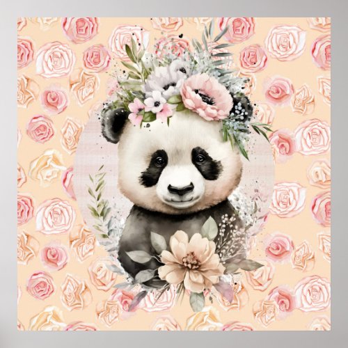 Vintage very cute panda bear to brighten any room poster