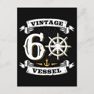 Vintage Vessel 60th Birthday Sailing Nautical Postcard