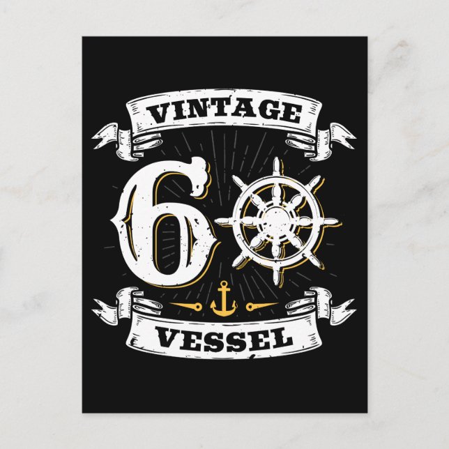 Vintage Vessel 60th Birthday Sailing Nautical  Postcard (Front)