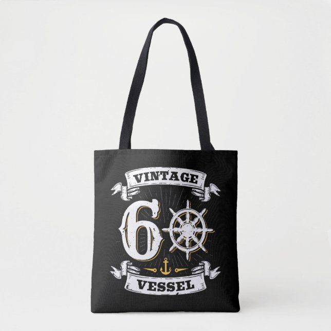 Vintage Vessel 60th Birthday Sailing Nautical  Tote Bag (Front)