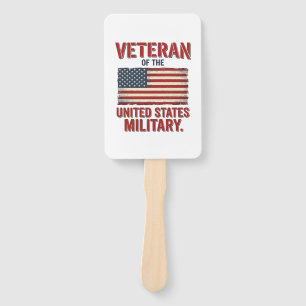 Vintage Veteran USA Flag Military Vector Design_1 Hand Fan