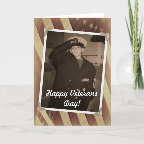 Vintage Veterans Day _ Young Boy Saluting Card