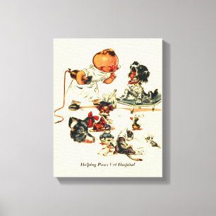 Vintage Veterinarian Visit to the Vet Custom Name Canvas Print