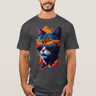 Vintage Vibes and Feline Flair Retro Cool Cat 3 T-Shirt