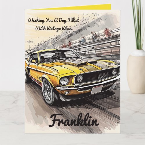 Vintage Vibes Classic Car Birthday  Card