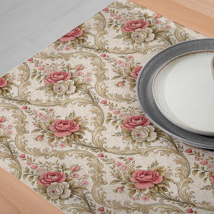 Vintage Vibes Floral Damask Table Runner Elegant