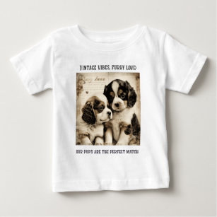 Vintage vibes, furry love: Puppy Love Baby T-Shirt