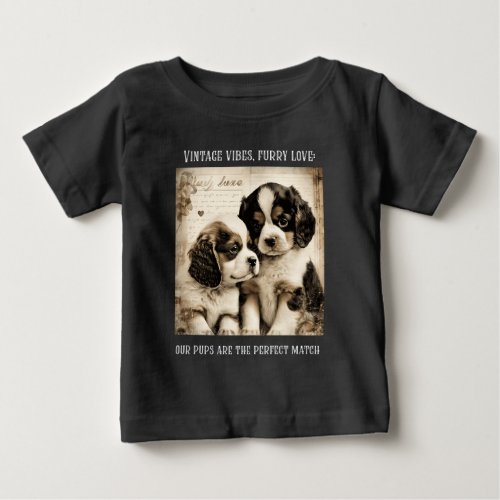 Vintage vibes furry love Puppy Love Baby T_Shirt