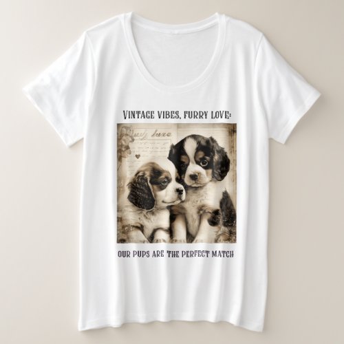 Vintage vibes furry love Puppy Love Plus Size T_Shirt