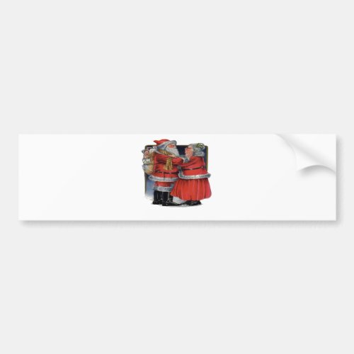 Vintage Vibes Santa Claus Christmas Couple Bumper Sticker