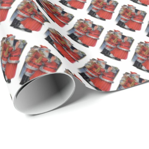 Vintage Vibes Santa Claus Christmas Couple Wrapping Paper