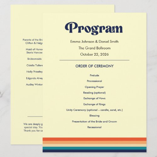 Vintage Vibes Wedding Program