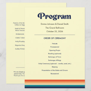 Vintage Vibes Wedding Program Card