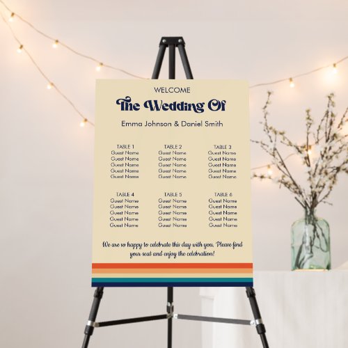 Vintage Vibes Wedding Seating Chart Foam Board