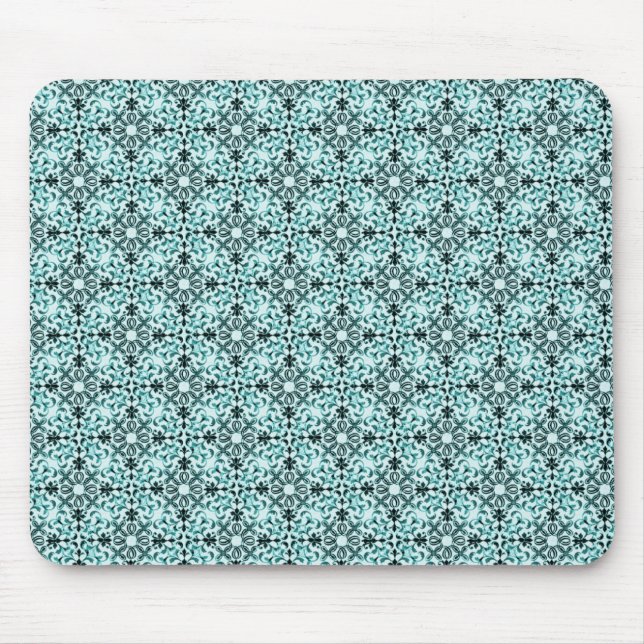 Vintage Vibrance Damask Mousepad, Teal Mouse Pad (Front)