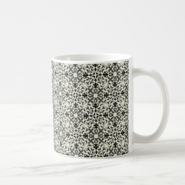 Vintage Vibrance Damask Mug, Gray Coffee Mug (Right)