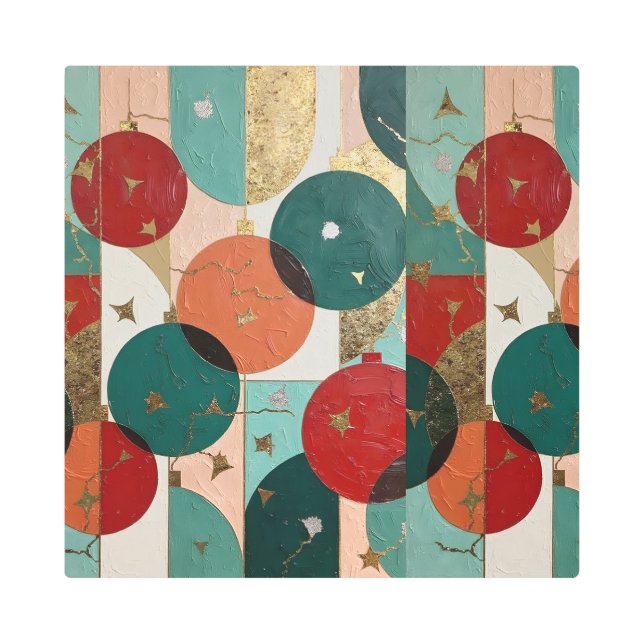 Vintage Vibrance: Retro Christmas Ornament  Metal Print (Front)