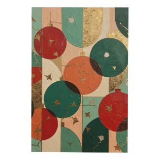 Vintage Vibrance: Retro Christmas Ornament  Wood Wall Art