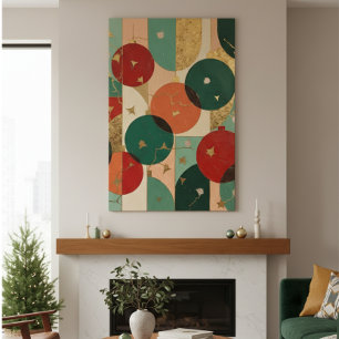 Vintage Vibrance: Retro Christmas Ornament Wood Wall Art