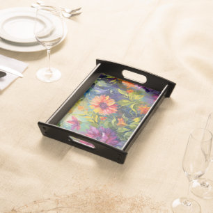 Vintage Vibrant Floral Painting #1 Serving Tray