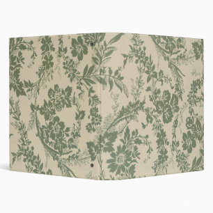 Vintage Vibrant Green Floral Pattern 3 Ring Binder