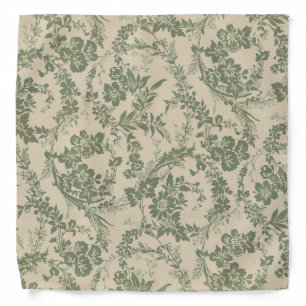 Vintage Vibrant Green Floral Pattern Bandana