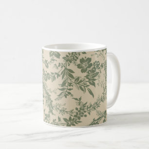 Vintage Vibrant Green Floral Pattern Coffee Mug