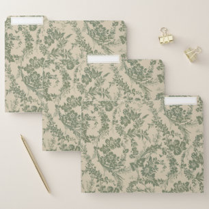 Vintage Vibrant Green Floral Pattern File Folder