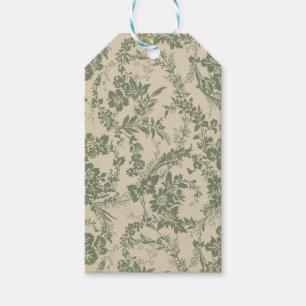 Vintage Vibrant Green Floral Pattern Gift Tags