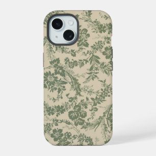 Vintage Vibrant Green Floral Pattern iPhone 15 Case