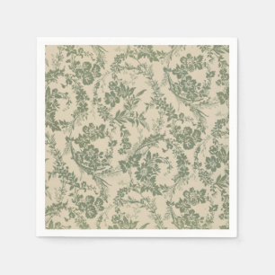 Vintage Vibrant Green Floral Pattern Napkins