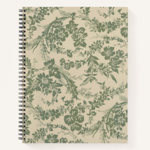 Vintage Vibrant Green Floral Pattern Notebook