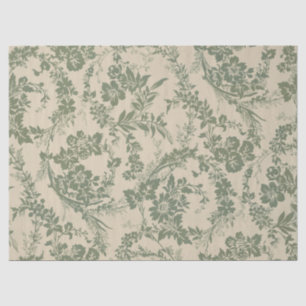 Vintage Vibrant Green Floral Pattern Tissue Paper