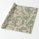 Vintage Vibrant Green Floral Pattern Wrapping Paper