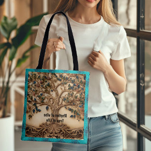 Vintage Vibrant Rhythm of Vibe Tree of Life Quote  Tote Bag