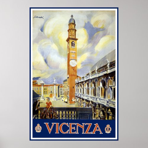 Vintage Vicenza Italy Travel Poster